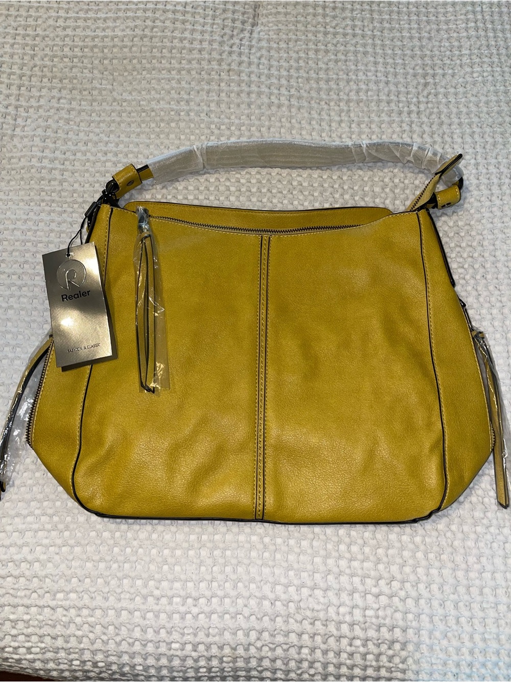Realer Mustard Yellow Vegan (faux) Leather Hobo Shoulder Bag